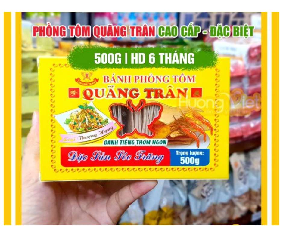 Quãng Trân bánh phồng tôm vuông Sóc Trăng 500g